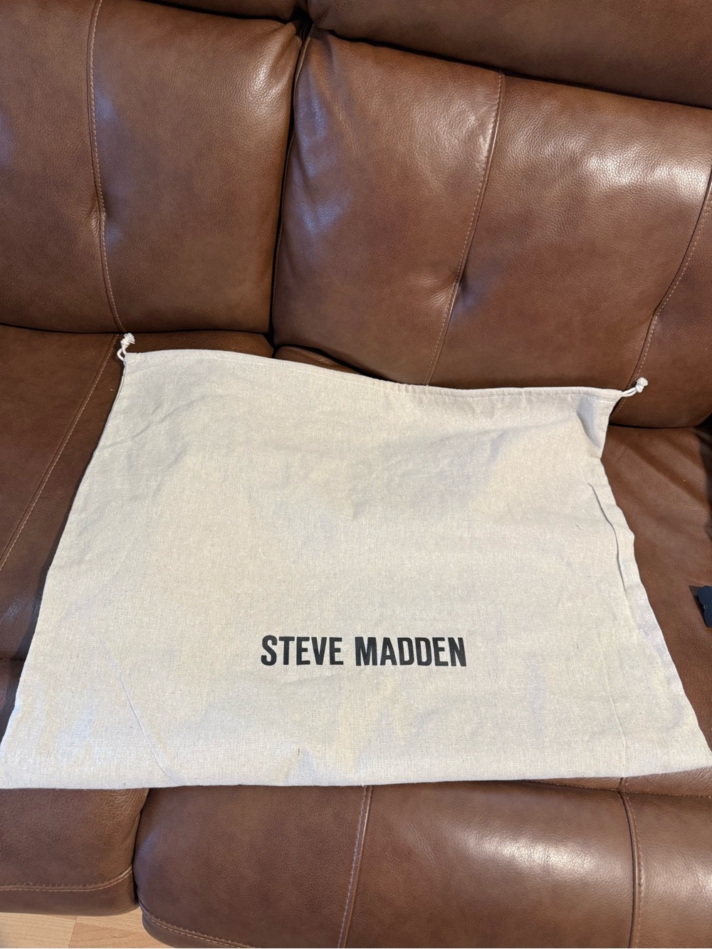 Steve Madden Natural Canvas Dust Bag with Black Logo